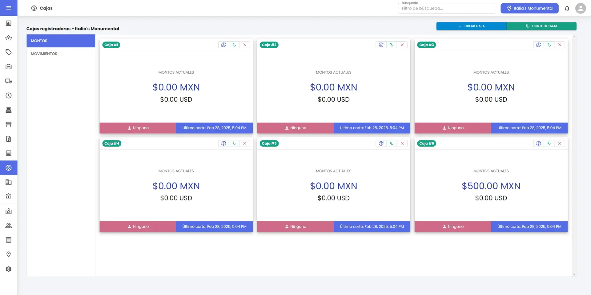 Módulo de mesas mostrando asignación de mesas en tiempo real